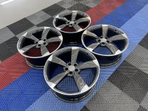 Used 21 Inch Genuine Audi A7 S7 A8 S8 4G Rotor Spoke Arm Alloy Wheels, Fully Refurbished, Gunmetal With Polished Edge 5x112