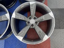 Used 21 Inch Genuine Audi A7 S7 A8 S8 4G Rotor Spoke Arm Alloy Wheels, Fully Refurbished, Gunmetal With Polished Edge 5x112