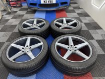 Used (Near New) 20 Inch Veemann V-FS8 Alloy Wheels In Graphite Smoked Machined With Deeper Concave 10" Rears And Near New Nankang Tyres Suit VW Transporter T5 T6 5x120