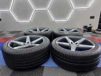 Used (Near New) 20 Inch Veemann V-FS8 Alloy Wheels In Graphite Smoked Machined With Deeper Concave 10" Rears And Near New Nankang Tyres Suit VW Transporter T5 T6 5x120
