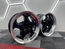New 17 Inch Throwing Star M5 Style Alloy Wheels In Gloss Black With Polished Dish And Deeper 9″ Rears 5x120
