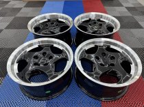 New 17 Inch Throwing Star M5 Style Alloy Wheels In Gloss Black With Polished Dish And Deeper 9" Rears 5x120