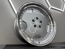 New 18 Inch AM Aero Monoblock Split Alloy Wheels In Silver With Polished Dish, Deeper 9" Rear Mercedes 5x112