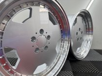 New 18 Inch AM Aero Monoblock Split Alloy Wheels In Silver With Polished Dish, Deeper 9" Rear Mercedes 5x112