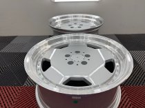 New 18 Inch AM Aero Monoblock Split Alloy Wheels In Silver With Polished Dish, Deeper 9" Rear Mercedes 5x112