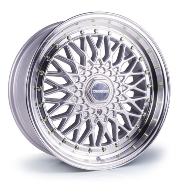 NEW 17 INCH DARE DR RS ALLOY WHEELS IN SILVER WITH CHROME RIVETS, VERY DEEP DISH 10" REARS 5x120/112