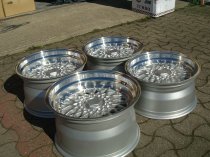 NEW 17" DARE DR RS ALLOY WHEELS IN SILVER WITH CHROME RIVETS, VERY DEEP DISH 10" REARS