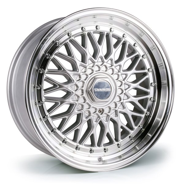 NEW 17 INCH DARE DR RS ALLOY WHEELS IN SILVER WITH POLISHED DISH AND CHROME RIVETS 5x100/112