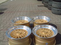 NEW 16 INCH DARE DR RS ALLOY WHEELS IN GOLD WITH POLISHED DISH AND DEEPER 9" REARS 4x100/108