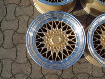 NEW 15 INCH DARE DR RS ALLOY WHEELS IN GOLD WITH POLISHED DISH AND CHROME RIVETS, DEEP DISH 8" REAR 4x100/108