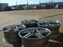 NEW 20 INCH AM TWIN DEEP ALLOY WHEELS IN GUNMETAL WITH POLISHED FACE AND INOX DISH, DEEPER 10" REAR 5x112