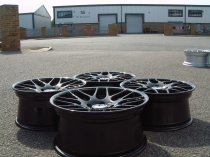 NEW 18 INCH RIVA FOX DTM CSL ALLOY WHEELS IN GLOSS BLACK WITH DEEPER CONCAVE WIDER 8.5" REAR 5x120