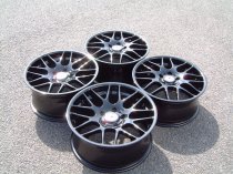NEW 18 INCH RIVA FOX DTM CSL ALLOY WHEELS IN GLOSS BLACK WITH DEEPER CONCAVE WIDER 8.5" REAR 5x120