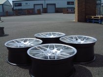 NEW 19 INCH ATOMIC CSL ALLOY WHEELS IN HYPER SILVER, WITH DEEPER CONCAVE 9.5" ET45 REAR**RARE FITMENT** 5x120