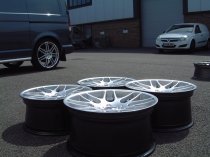 NEW 19 INCH ATOMIC CSL ALLOY WHEELS IN HYPER SILVER, WITH DEEPER CONCAVE 9.5" ET45 REAR**RARE FITMENT** 5x120
