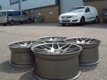NEW 19 INCH ATOMIC CSL ALLOY WHEELS IN SATIN GUNMETAL, WITH DEEPER CONCAVE 9.5" ET45 REAR**RARE FITMENT** 5x120