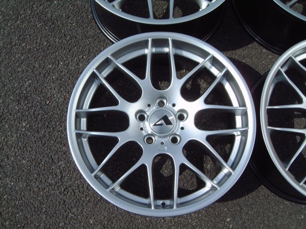 NEW 19 INCH ATOMIC CSL ALLOY WHEELS IN HYPER SILVER, WITH VERY DEEP CONCAVE 9.5" ET33 REAR**VERY RARE FITMENT** 5x120