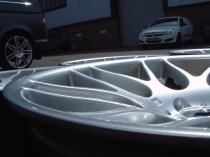 NEW 19 INCH ATOMIC CSL ALLOY WHEELS IN HYPER SILVER, WITH VERY DEEP CONCAVE 9.5" ET33 REAR**VERY RARE FITMENT** 5x120