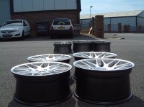 NEW 19 INCH ATOMIC CSL ALLOY WHEELS IN HYPER SILVER, WITH VERY DEEP CONCAVE 9.5" ET33 REAR**VERY RARE FITMENT** 5x120