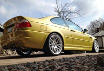 NEW 19 INCH ATOMIC CSL ALLOY WHEELS IN HYPER SILVER, WITH VERY DEEP CONCAVE 9.5" ET27 REAR E46 M3 5x120