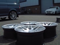 NEW 19 INCH ATOMIC CSL ALLOY WHEELS IN HYPER SILVER, WITH VERY DEEP CONCAVE 9.5" ET27 REAR E46 M3 5x120