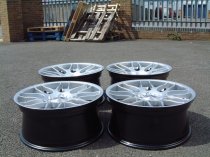 NEW 19 INCH ATOMIC CSL ALLOY WHEELS IN HYPER SILVER, WITH VERY DEEP CONCAVE 9.5" ET27 REAR E46 M3 5x120