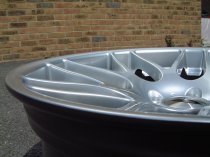 NEW 19 INCH ATOMIC CSL ALLOY WHEELS IN HYPER SILVER, WITH VERY DEEP CONCAVE 9.5" ET27 REAR E46 M3 5x120