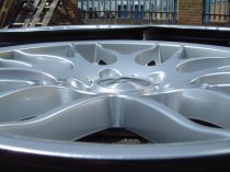 NEW 19 INCH ATOMIC CSL ALLOY WHEELS IN HYPER SILVER, WITH VERY DEEP CONCAVE 9.5" ET27 REAR E46 M3 5x120