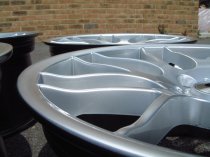 NEW 19 INCH ATOMIC CSL ALLOY WHEELS IN HYPER SILVER, WITH VERY DEEP CONCAVE 9.5" ET27 REAR E46 M3 5x120