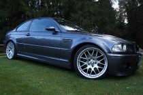 NEW 19 INCH ATOMIC CSL ALLOY WHEELS IN HYPER SILVER, WITH VERY DEEP CONCAVE 9.5" ET27 REAR E46 M3 5x120