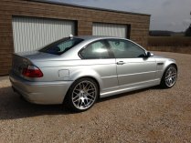 NEW 19 INCH ATOMIC CSL ALLOY WHEELS IN HYPER SILVER, WITH VERY DEEP CONCAVE 9.5" ET27 REAR E46 M3 5x120