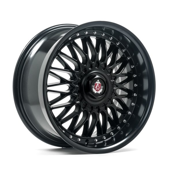 NEW 18 INCH AXE EX10 ALLOY WHEELS IN MATT BLACK WITH CHROME RIVETS