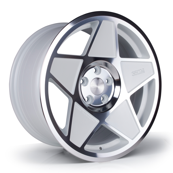 NEW 19 INCH 3SDM 0.05 ALLOY WHEELS IN WHITE WITH POLISHED FACE AND DEEPER CONCAVE 9.5" REAR 5x112