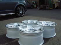 NEW 19 INCH 3SDM 0.05 ALLOY WHEELS IN WHITE WITH POLISHED FACE AND DEEPER CONCAVE 9.5" REAR 5x112