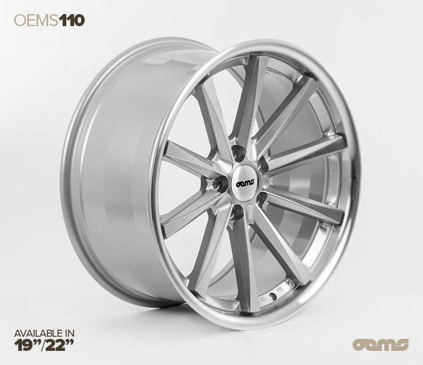 NEW 19" OEMS 110 ALLOY WHEEL IN SILVER WITH POLISHED FACE + DISH AND DEEPER CONCAVE 9.5" REAR