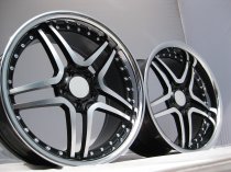 NEW 20 INCH AM TWIN DEEP ALLOY WHEELS IN BLACK WITH POLISHED FACE AND INOX DISH,DEEPER 10" REAR 5x112