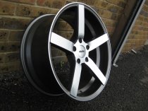 NEW 19 INCH OEMS 115 ALLOY WHEELS IN GUNMETAL WITH POLISHED FACE, DEEP CONCAVE 9.5" ALL ROUND 5x120