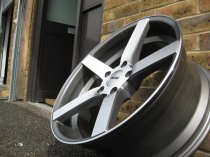 NEW 19 INCH OEMS 115 ALLOY WHEELS IN GUNMETAL WITH POLISHED FACE, DEEP CONCAVE 9.5" ALL ROUND 5x120