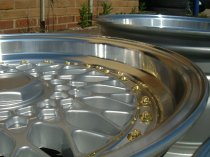 NEW 16 INCH DARE DR RS ALLOY WHEELS IN SILVER WITH POLISHED DISH AND GOLD RIVETS 4x100/108