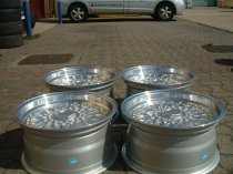 NEW 16 INCH DARE DR RS ALLOY WHEELS IN SILVER WITH POLISHED DISH AND GOLD RIVETS 4x100/108