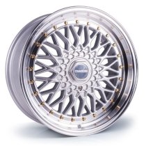 NEW 17 INCH DARE DR RS ALLOY WHEELS IN SILVER WITH GOLD RIVETS, VERY DEEP DISH 10″ REARS 5x120/112