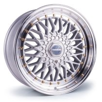 NEW 17" DARE RS ALLOY WHEELS IN SILVER WITH GOLD RIVETS, VERY DEEP DISH 10" REARS