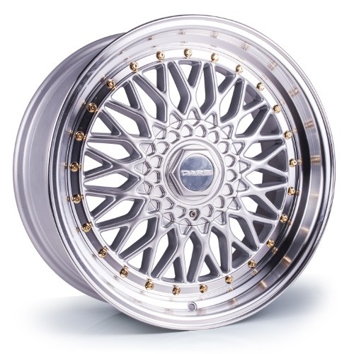 NEW 17 INCH DARE DR RS ALLOY WHEELS IN SILVER WITH GOLD RIVETS, VERY DEEP DISH 10" REARS 5x120/112