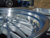 NEW 18 INCH DARE DR RS ALLOY WHEELS IN SILVER/POLISHED,WITH GOLD RIVETS, DEEP DISH 9.5" REAR 5x120/112