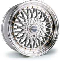 NEW 18 INCH DARE DR RS ALLOY WHEELS IN SILVER WITH POLISHED DISH AND GOLD RIVETS, DEEP DISH 9.5″ REAR OPTION