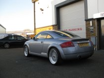 NEW 18" DARE DR RS ALLOY WHEELS IN SILVER WITH POLISHED DISH AND GOLD RIVETS, DEEP DISH 9.5" REAR OPTION