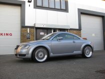 NEW 18" DARE DR RS ALLOY WHEELS IN SILVER WITH POLISHED DISH AND GOLD RIVETS, DEEP DISH 9.5" REAR OPTION