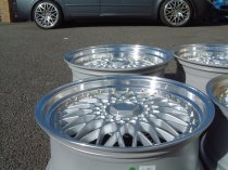 NEW 18 INCH DARE DR RS ALLOY WHEELS IN SILVER WITH POLISHED DISH AND GOLD RIVETS, DEEP DISH 9.5" REAR OPTION