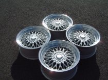 NEW 18 INCH DARE DR RS ALLOY WHEELS IN SILVER WITH POLISHED DISH AND GOLD RIVETS, DEEP DISH 9.5" REAR OPTION