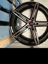 NEW 20" AXE EX14 DEEP CONCAVE ALLOY WHEELS IN GLOSS BLACK WITH POLISHED FACE AND LIP, WIDER 10.5" REARS